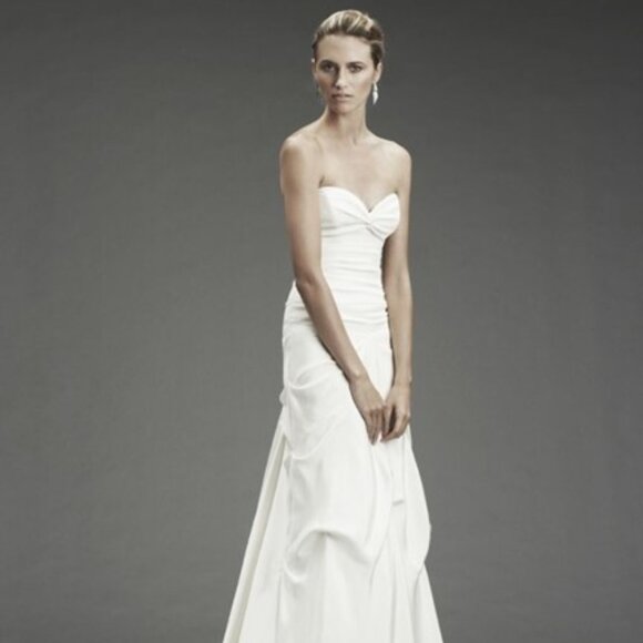 Nicole Miller from Nordstrom - Pleated Bodice Silk Wedding Gown, Size 8 (New) - Picture 1 of 6